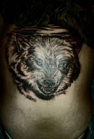 back angry wolf tattoo pattern