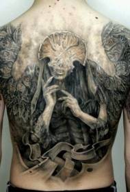 back shaman and wings tattoo pattern