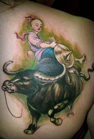 back personality shepherd cow tattoo 77662-European dark death back tattoo 77663-back black feather seven sin personality tattoo