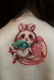 girls cute cute sexy rabbit tattoo on the back