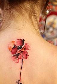 Flower Tattoo Tattoo with English 77158 - Back Black Dapeng Tattoo Pattern