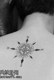 beautiful small compass tattoo pattern on the back