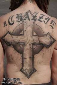 back classic cross English tattoo pattern