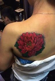 beauty back red Flower tattoo