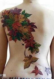 back Hemp leaf tattoo pattern