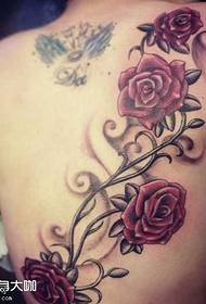 back beautiful rose tattoo pattern