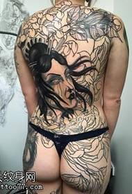 Back Sting Line Geisha Tattoo Pattern
