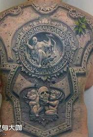 back ancient cemetery tattoo pattern