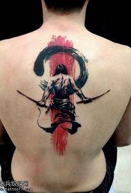 back two-sword tattoo pattern