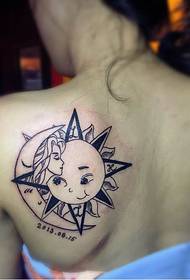 beautiful back sun moon tattoo 77352 - back cute winged comet tattoo