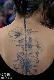 modèle de tatouage anglais de fleur d'encre de lumière arrière