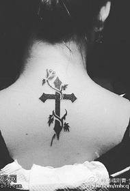 back cross vine tattoo pattern