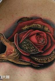 Back Rose Crocodile Tattoo Pattern