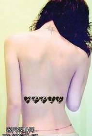 back female heart tattoo pattern