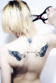 beauty back beautiful wings English letter tattoo