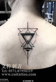 back geometric line graphic tattoo pattern