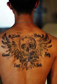 Back black feathers seven sin personality tattoo
