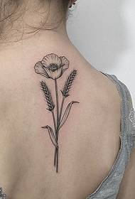 back realistic flower wheat ear tattoo pattern