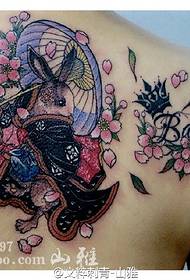 back painted rabbit fairy tattoo pattern  77730 - Back Sun Tattoo Pattern