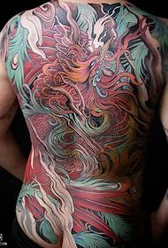 plný zadní barevný fénix tetování vzor