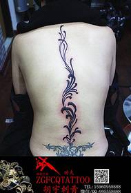 Spine fashion flower tattoo