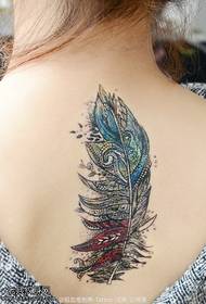 color beautiful feather tattoo pattern