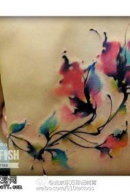 padrão de tatuagem floral aquarela de volta
