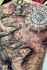 rugkaart kompas Tattoo patroon