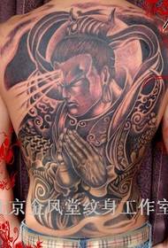 tattoo ea morao-rao e khubelu ea Erlang Shen Yang 戬 e sebetsa