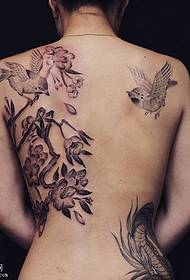 πίσω κλασικό μοτίβο τατουάζ μελάνι και πουλιών