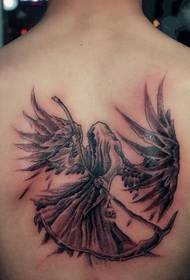 Tatuatge d'esquena de la mort europea de Diable 77663-tatuatge de ploma negre de set pecs amb set pecs