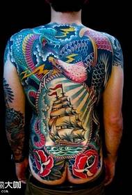 patrón de tatuaje de barco de vuelta