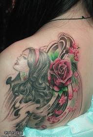 pretty beautiful girl flower tattoo pattern