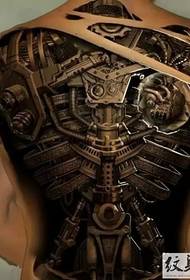 tatuaxe mecánica dominante na parte traseira do home