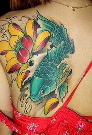 beauty back lotus squid tattoo na larawan