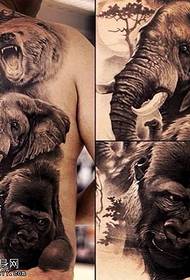back elephant orangutan tattoo pattern