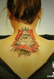 Back Rose Wrapped Eye of God Tattoo Patroon