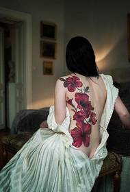 sexy beauty back flower tattoo