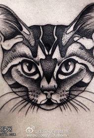 patrón de tatuaje de cabeza de gato