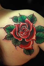 back one big red flower tattoo pattern quite eye-catching
