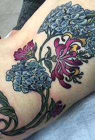 back beautiful floral tattoo pattern