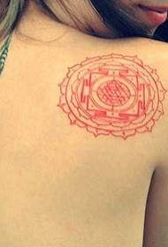 back red totem tattoo pattern