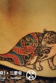 Color back to cat tattoo pattern