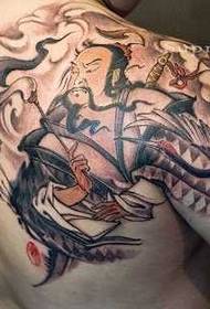 Mitikus karakter Lu Dongbin tetoválás minta