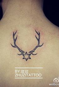 Back six-pointed star antler tattoo pattern