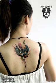 Πίσω μελάνι Floral Τατουάζ Pattern