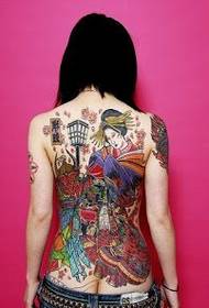 женски гръб модел татуировка на гейша