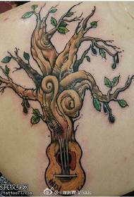 painted music old tree tattoo pattern