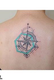 Back Line Compass Tattoo Pattern