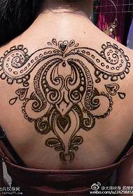 back classic Hindu Henna tattoo pattern